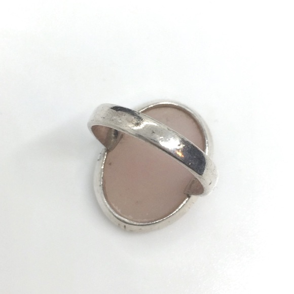 VINTAGE STERLING SILVER LIGHT PINK DRUSY QUARTZ RING 925 SIZE GEMSTONE 4.75 - Picture 11 of 13